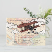  vliegtuig | Baby shower reizen Kaart (Staand voorkant)