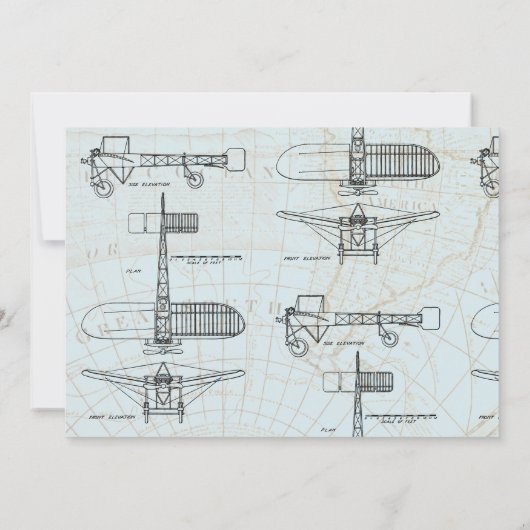  vliegtuig | Baby shower reizen Kaart (Achterkant)