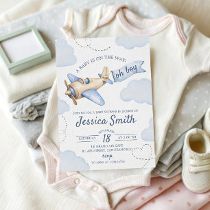 Vliegtuig baby shower uitnodiging Oh jongen