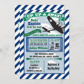 Vliegtuig baby shower uitnodiging ticket CUSTOM (Voorkant / Achterkant)