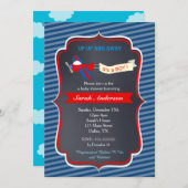 Vliegtuig baby shower uitnodigingen (Voorkant / Achterkant)