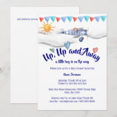 Vliegtuig baby shower vintage reizen jongens geboo kaart (Voorkant / Achterkant)