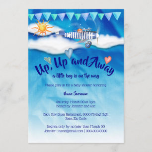 Vliegtuig baby shower vintage reizen jongens vlieg kaart