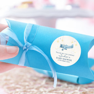 Vliegtuig Baby Shower Whimsische Jongen Baby Welko Ronde Sticker