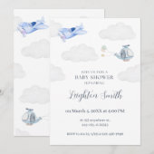Vliegtuig babyshower uitnodiging (Voorkant / Achterkant)