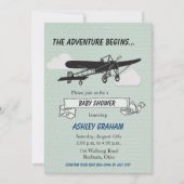 Vliegtuig babyshower uitnodiging (Voorkant)