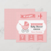 Vliegtuig Banner Baby shower Invitation (Roze) Kaart (Voorkant / Achterkant)