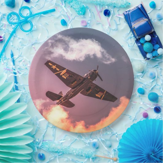  vliegtuig Beauful Sky Papieren Bordje (Feest)