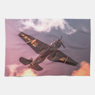  vliegtuig Beauful Sky Theedoek