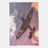  vliegtuig Beauful Sky Theedoek (Verticaal)