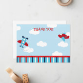 Vliegtuig bedankt kaarten notitiekaartje (Voorkant / Achterkant in situ)