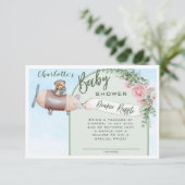 Vliegtuig Beer Pilot Baby shower Luier Raffle Informatiekaartje (Staand voorkant)