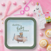 Vliegtuig Beer Pilot Baby shower Papier Bord (Feest)
