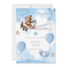 Vliegtuig Beer-y eerste verjaardag blauw