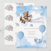 Vliegtuig Beer-y eerste verjaardag blauw Kaart (Voorkant / Achterkant)