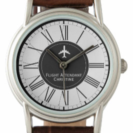 Vliegtuig begeleidende cabinepersoneel volgen horloge