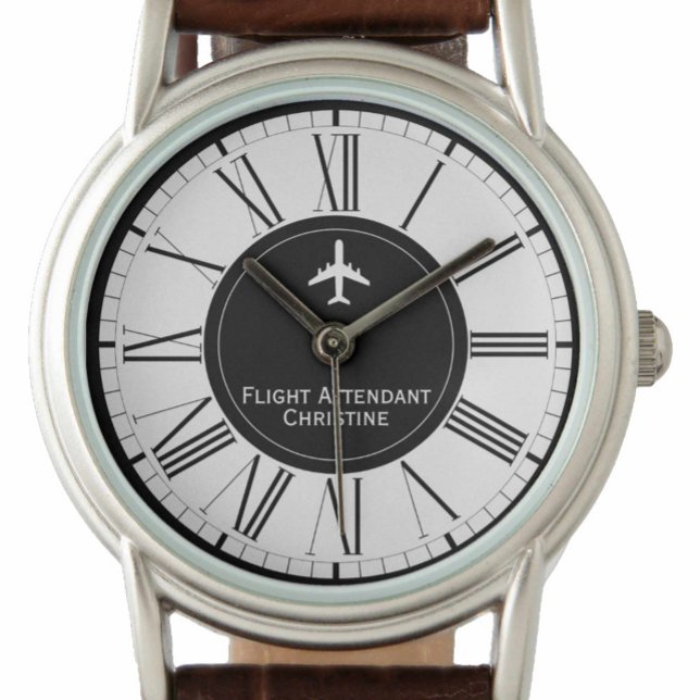 Vliegtuig begeleidende cabinepersoneel volgen horloge (Creator heeft geüpload)