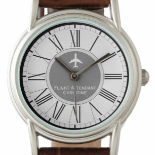 Vliegtuig begeleidende cabinepersoneel volgen horloge