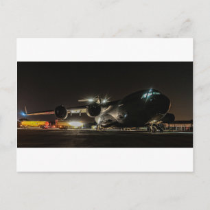 Vliegtuig bij nacht briefkaart