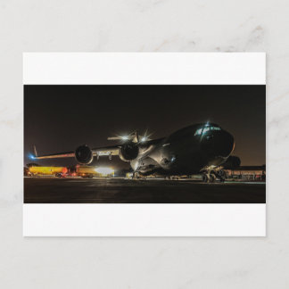 Vliegtuig bij nacht briefkaart