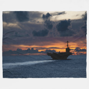 VLIEGTUIG BIJ ZONSONDERGANG FLEECE DEKEN