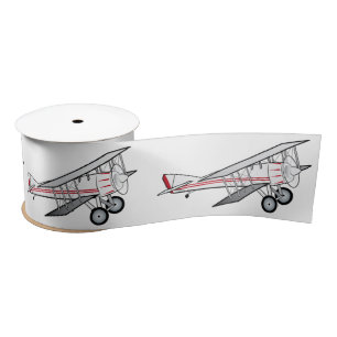Vliegtuig: Biplane 3 inch Satijnen Lint