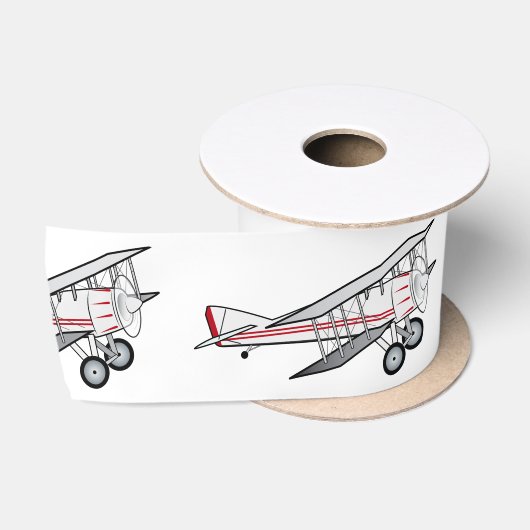 Vliegtuig: Biplane 3 inch Satijnen Lint (Spoel)