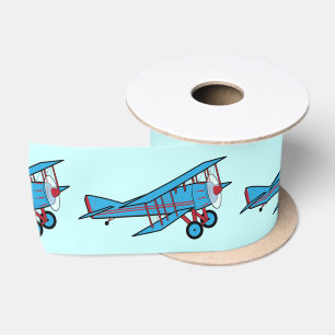 Vliegtuig: Biplane 3 inch Satijnen Lint