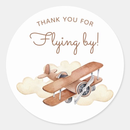 Vliegtuig Biplane Boy's Birthday Favor Ronde Sticker (Voorkant)