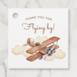  Vliegtuig-Biplane Boy's Birthday Favor Tags Bedankjes Labels