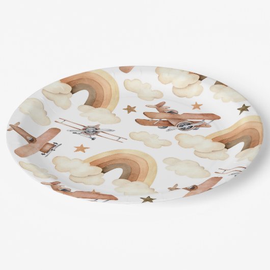 Vliegtuig Biplane Boy's Birthday Papieren Bordje (Gekanteld)