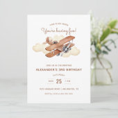 Vliegtuig Biplane Boy's Birthday Party Kaart (Staand voorkant)