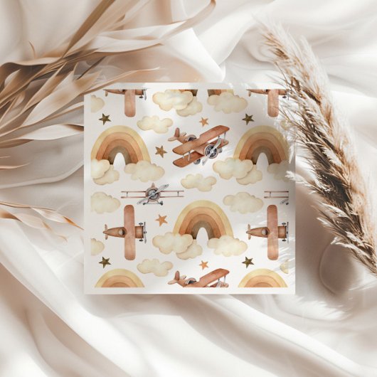 Vliegtuig Biplane Boy's Birthday Pattern Servet