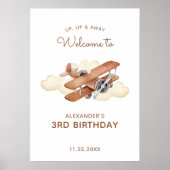  Vliegtuig Biplane Boy's Birthday Welcome Poster (Voorkant)