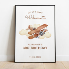  Vliegtuig Biplane Boy's Birthday Welcome Poster