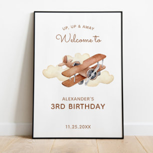 Vliegtuig Biplane Boy's Birthday Welcome Poster