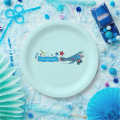 Vliegtuig: Biplane Happy Birthday-banner Papieren Bordje (Feest)