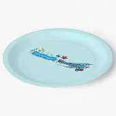 Vliegtuig: Biplane Happy Birthday-banner Papieren Bordje (Gekanteld)