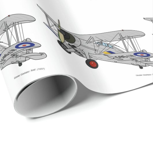  vliegtuig Biplane The Gloster Gladiator Cadeaupapier (Rol Hoek)