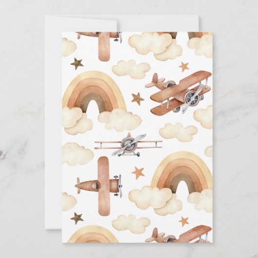 Vliegtuig Biplane Two Fly Birthday Kaart (Achterkant)