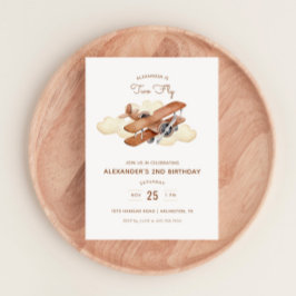  Vliegtuig Biplane Two Fly Birthday Kaart