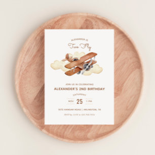  Vliegtuig Biplane Two Fly Birthday Kaart