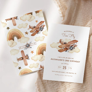  Vliegtuig Biplane Two Fly Birthday Kaart