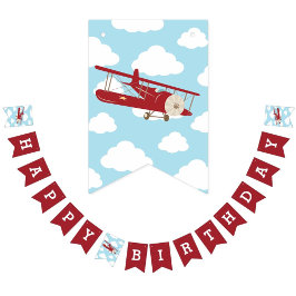  vliegtuig Birthday Bunting Flags Banner Red