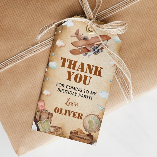  vliegtuig Birthday Dank u Label Cadeaulabel