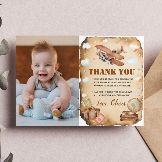  vliegtuig Birthday Foto Hartelijk dank Bedankkaart