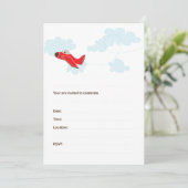 VLIEGTUIG BIRTHDAY-INVITATIES - ROOD KAART (Staand voorkant)