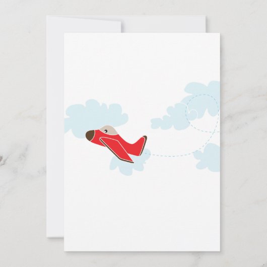 VLIEGTUIG BIRTHDAY-INVITATIES - ROOD KAART (Achterkant)