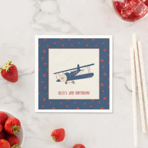 Vliegtuig Birthday Napkin - Boy - Custom Servet