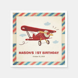 Vliegtuig Birthday Napkins Adventure Travel Plane Servetten